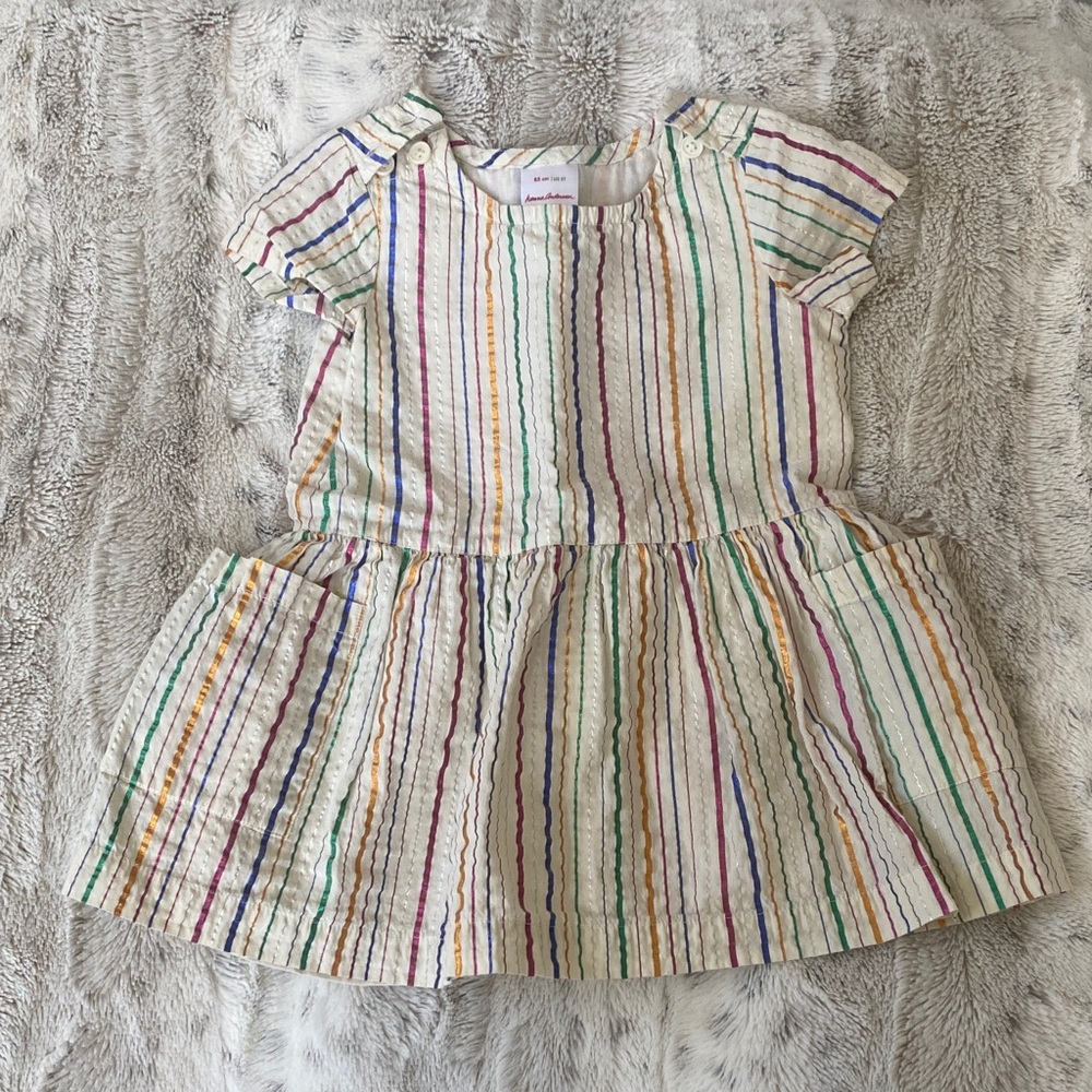 Hanna Andersson Rainbow Stripe Kids Dress 2T
